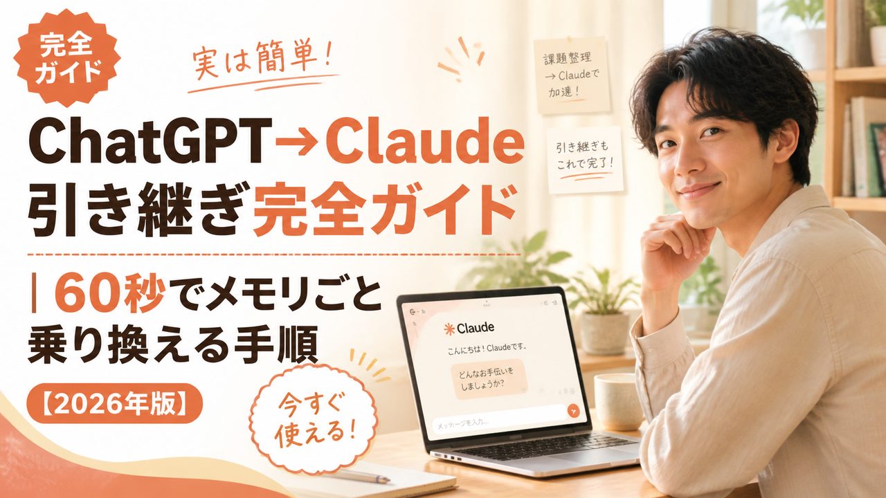 ChatGPT→Claude 引き継ぎ｜60秒でメモリごと乗り換える手順