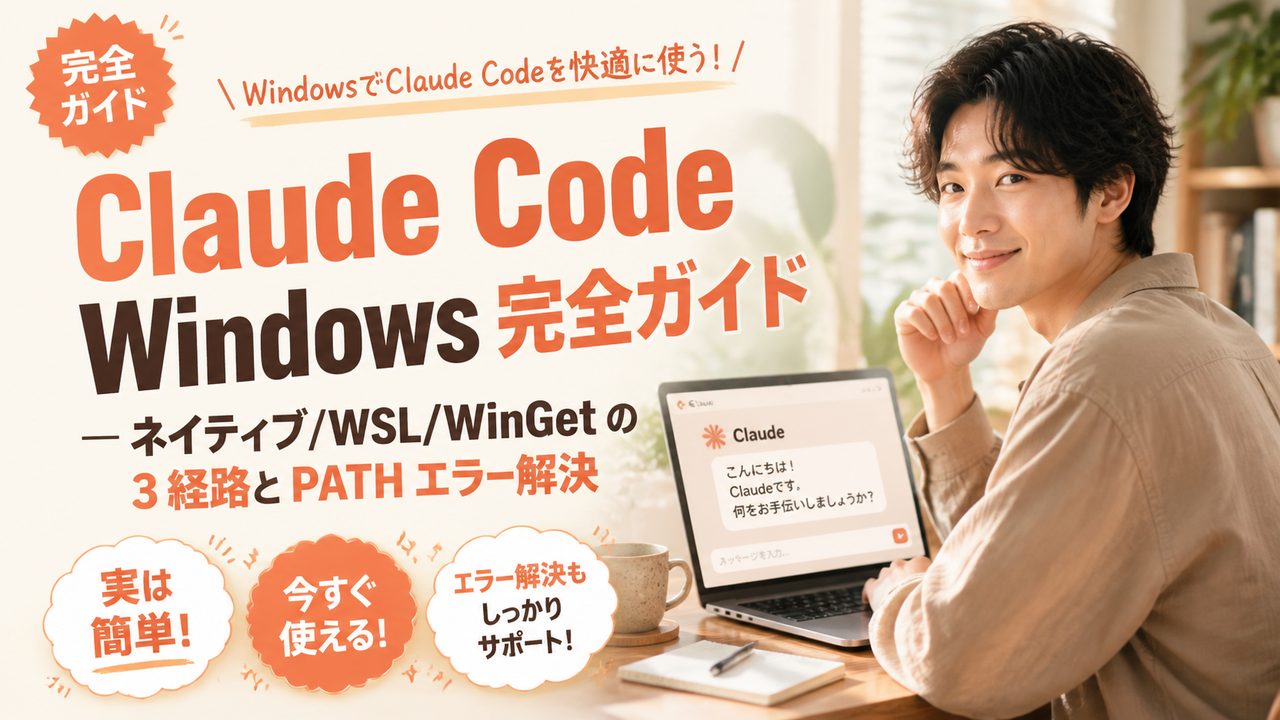 Claude Code Windows の使い方｜WSL・WinGet 3 経路の設定方法