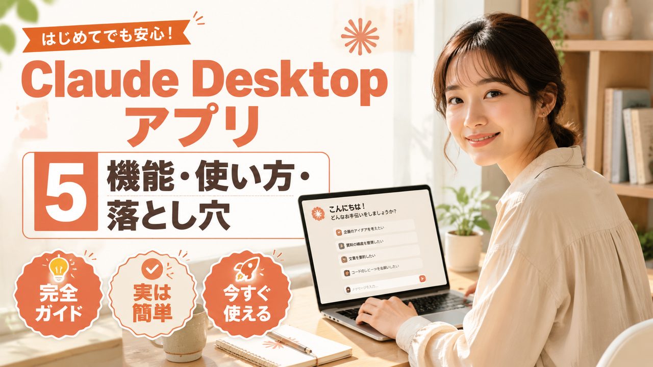 Claude Desktop アプリ｜5 機能の使い方と落とし穴を解説