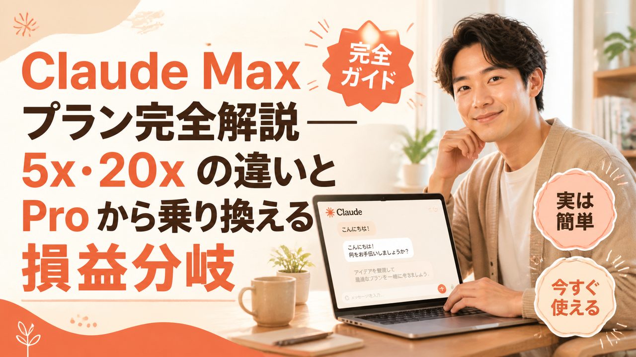 Claude Max プラン｜料金・5x・20x の違いと損益分岐を解説