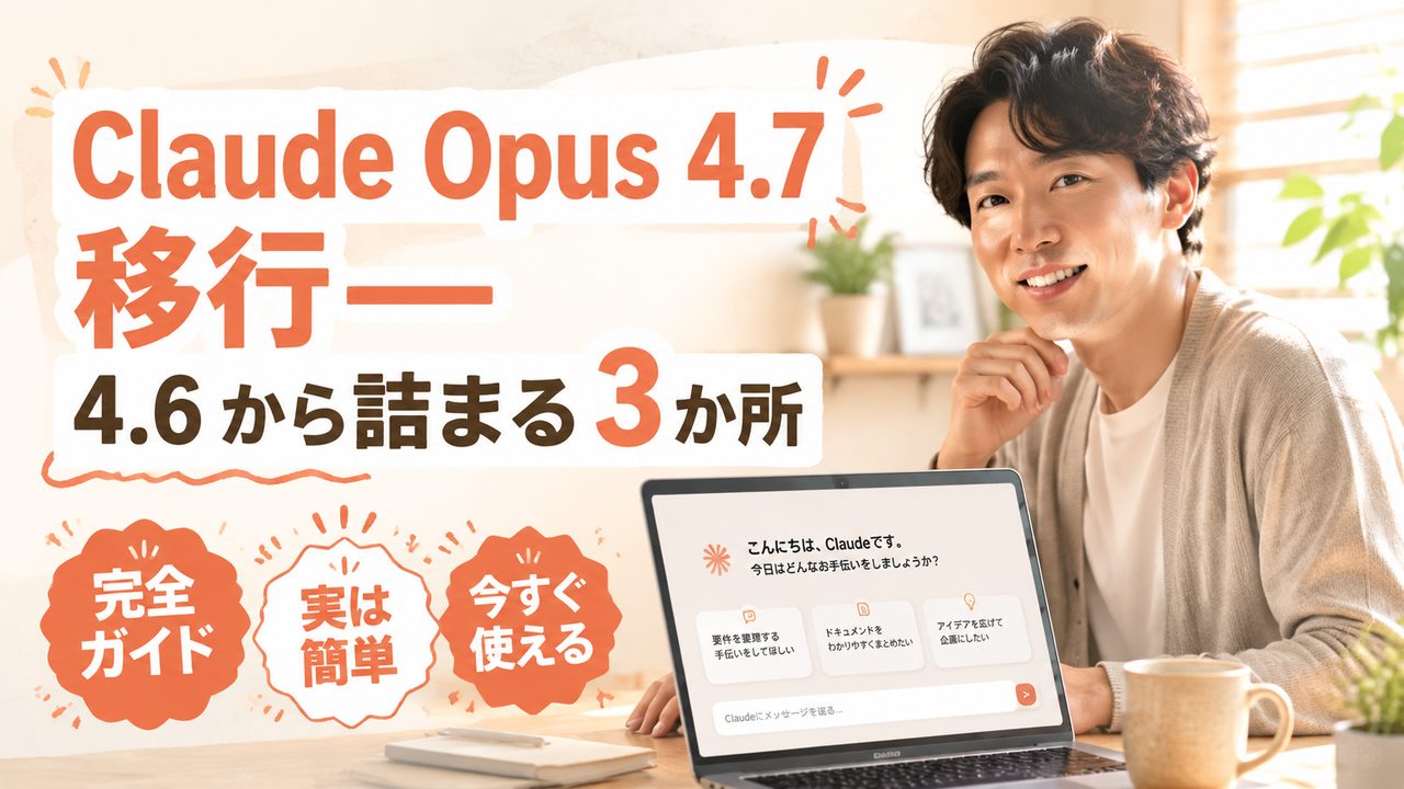 Claude Opus 4.7 移行｜4.6 から詰まる 3 か所と対策を解説