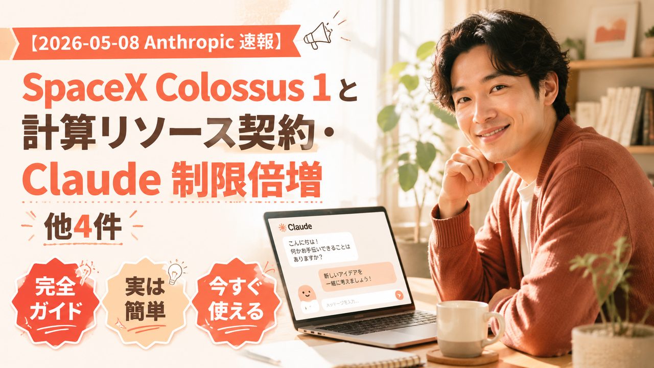 Anthropic 速報｜SpaceX Colossus 1 契約・Claude 上限倍増