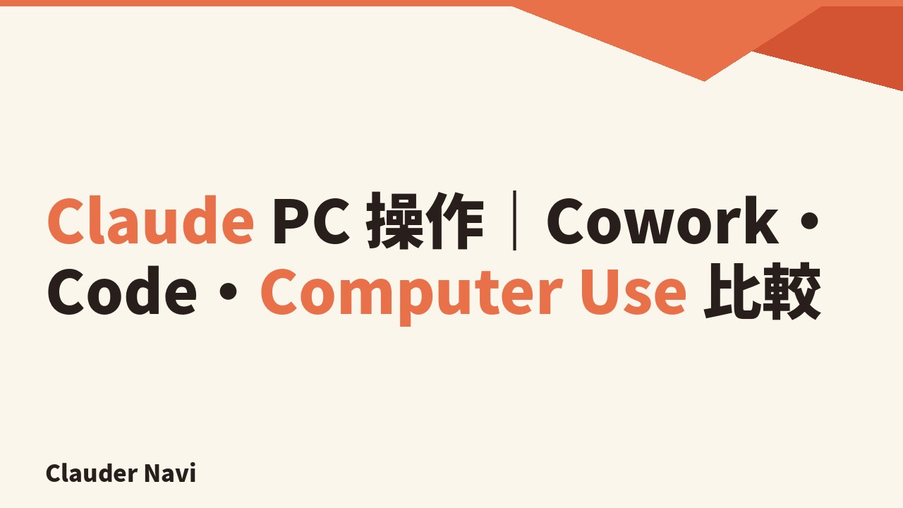 Claude PC 操作｜Cowork・Code・Computer Use の違いを解説